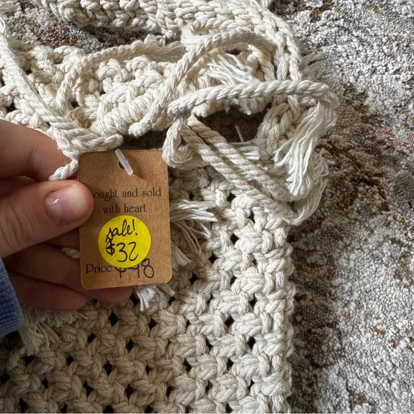 Handmade Cream Crochet Bag - Picture 2 of 4